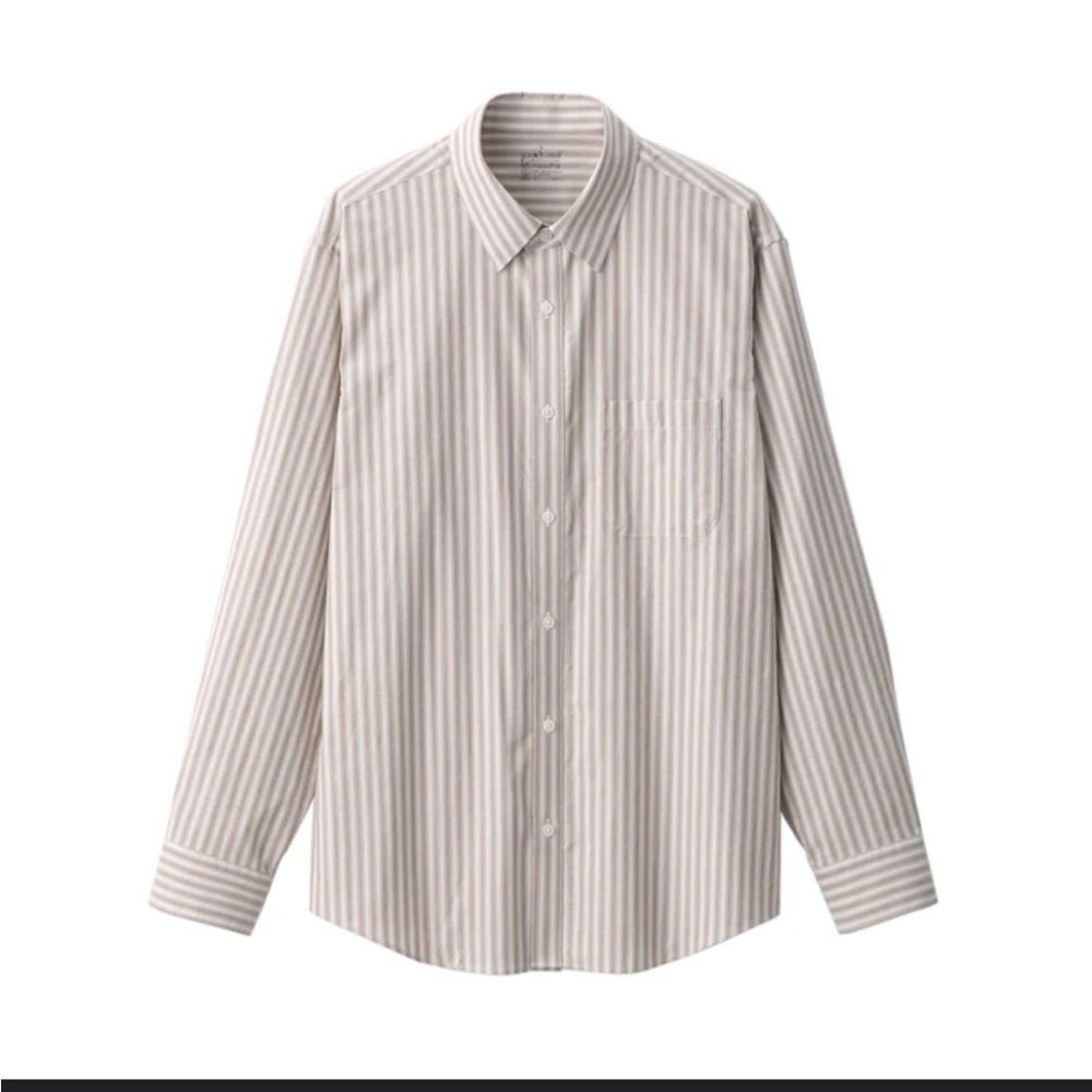 Calvin Klein Tan and White Casual Shirt with Classic Collar
